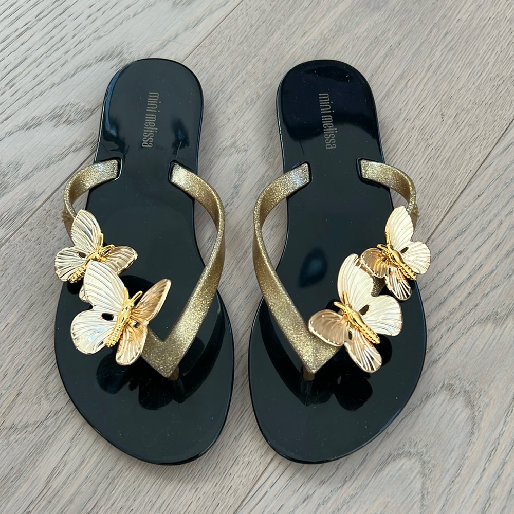 Mini Melissa gold butterfly sandals